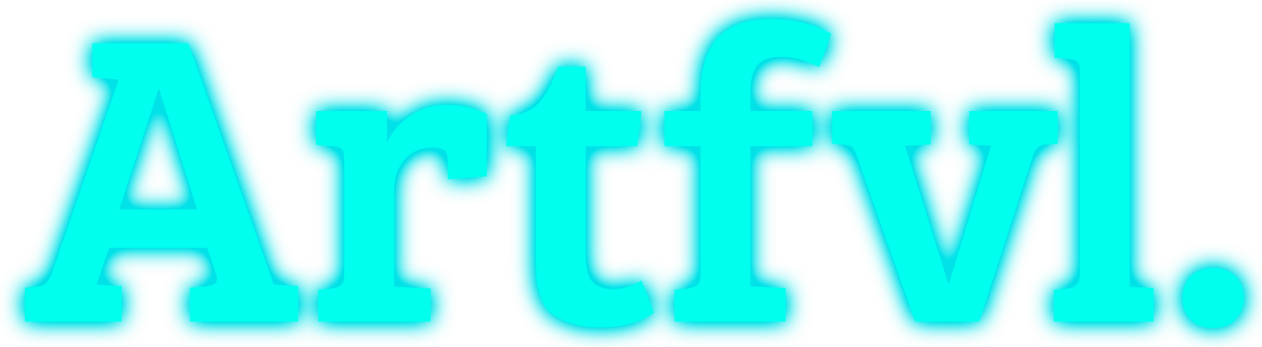 The Artfvl logo; bright cyan with outer glow; transparent background